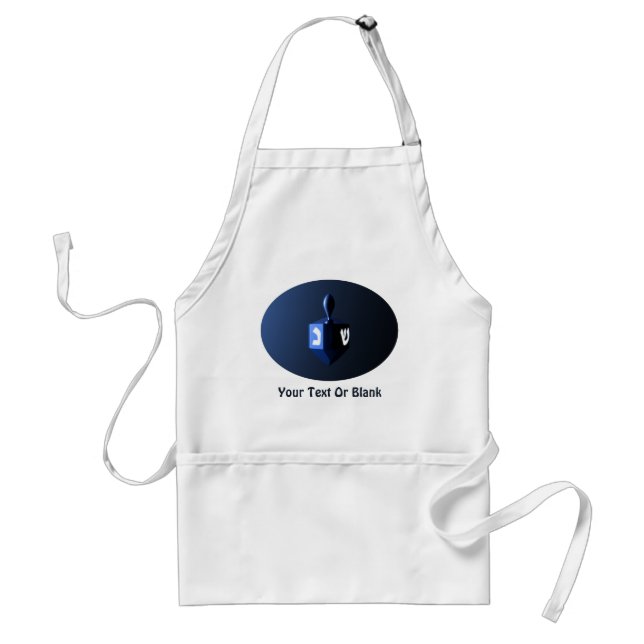 Metallic Blue Dreidel Adult Apron (Front)