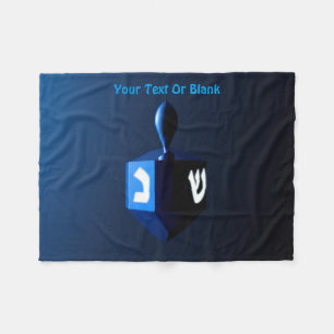Metallic Blue Dreidel Fleece Blanket