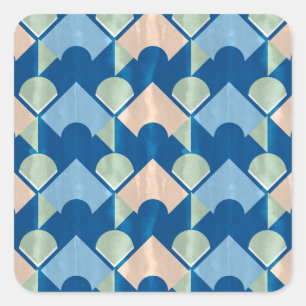 Metallic blue geometric diamond shapes  square sticker