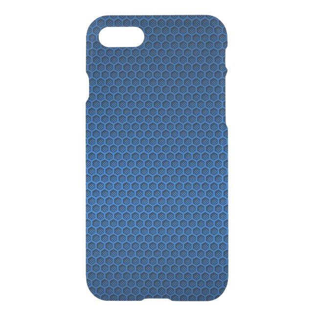 Metallic Blue Graphite Honeycomb Carbon Fiber Uncommon iPhone Case (Back)