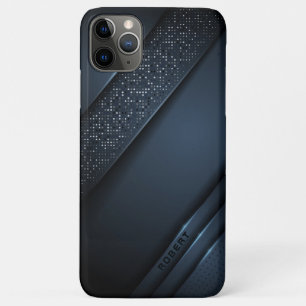 Metallic blue-gray stripes sparkles accent iPhone 11 pro max case