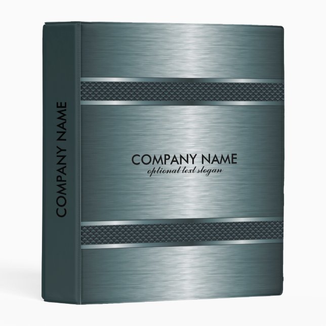 Metallic Blue-Gray Texture Modern Geometric Design Mini Binder (Front/Spine)