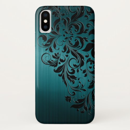 Metallic Blue_Green  Black Lace iPhone XS Case