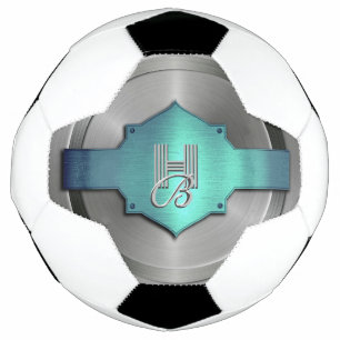 Metallic Blue Green Steel trompe l’œil Monogram Soccer Ball