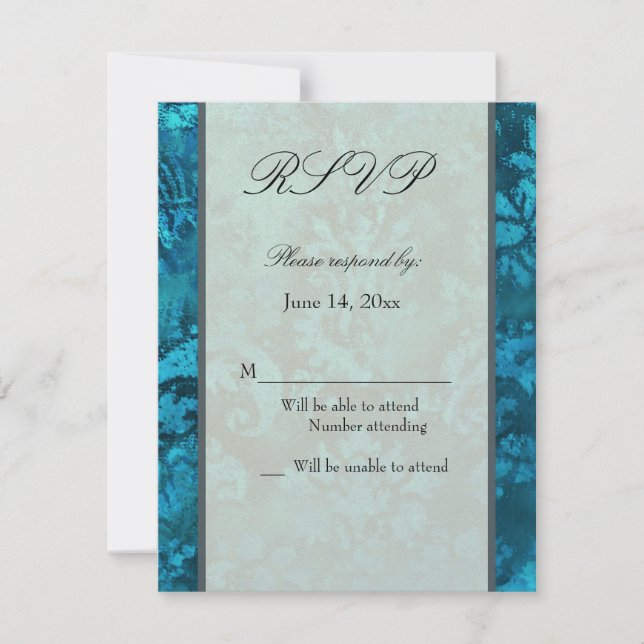 Metallic blue ice RSVP Card Template (Front)