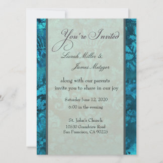 Metallic blue ice Wedding Invitation Template