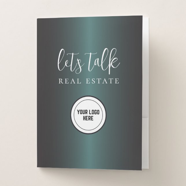 Metallic Blue Let's Talk Real Estate Professional  Pocket Folder (Front)