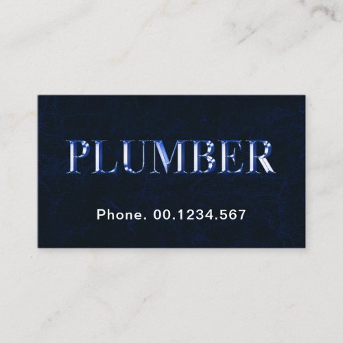 Metallic Blue Plumber Signage Blue Water Grunge Business Card