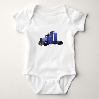 Metallic Blue Semi Tractor Trailer Truck Baby Bodysuit