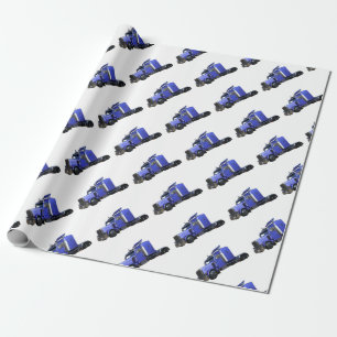 Metallic Blue Semi Tractor Trailer Truck Wrapping Paper