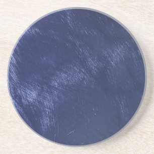 Metallic Blue Shiny Brushed Steel Look Sandstone Coaster