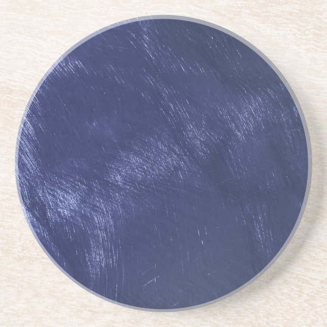 Metallic Blue Shiny Brushed Steel Look Sandstone Coaster (Front)