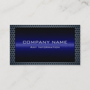 Metallic Blue Stainless Gray Steel Hole Look Business Card