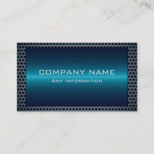 Metallic Blue Stainless Gray Steel Hole Look Business Card