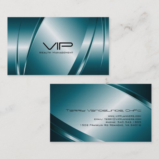 Metallic Blue-Stainless Steel look Business Card | Zazzle