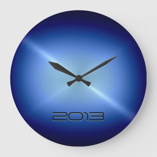 Metallic Blue Stainless Steel Metal Large Clock