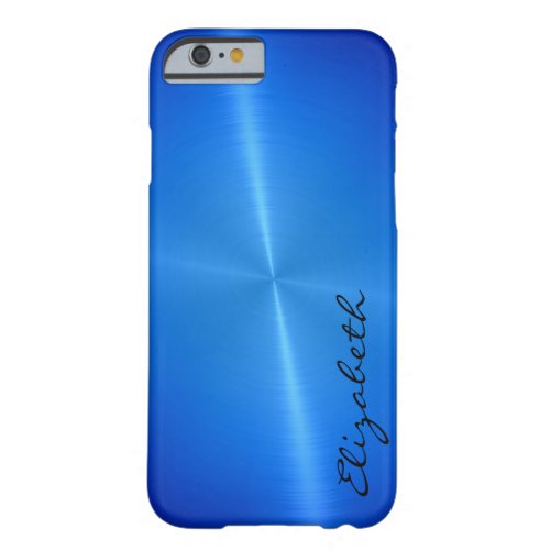 Metallic Blue Stainless Steel Metal Look Barely There iPhone 6 Case
