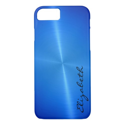 Metallic Blue Stainless Steel Metal Look iPhone 87 Case