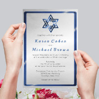 Metallic Blue Star of David Jewish Wedding