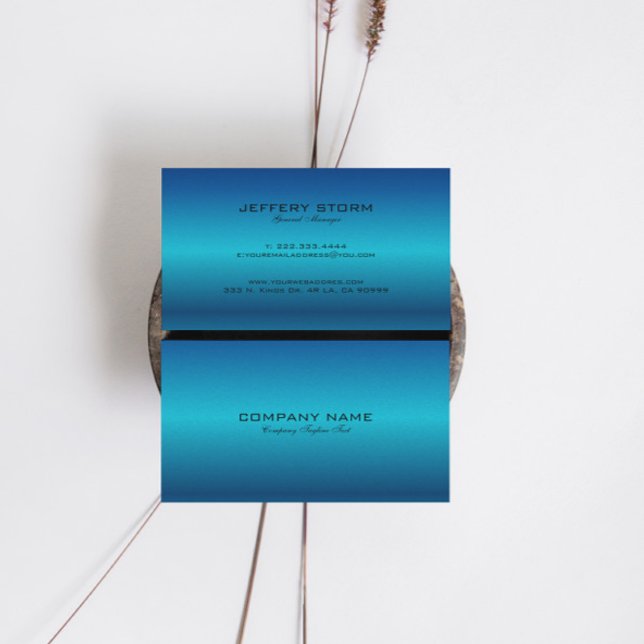 Metallic Blue Texture Brush Aluminum Look Business Card (Creator Uploaded)