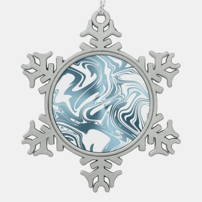 Metallic Blue White Popsicle Christmas Ornament (Front)