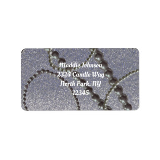Metallic Blue With Pearls Address Label