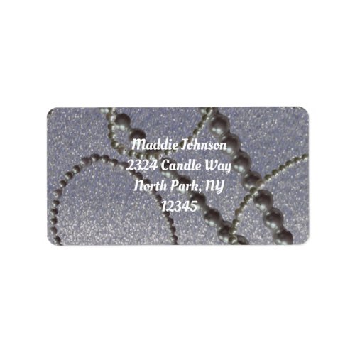 Metallic Blue With Pearls Address Label