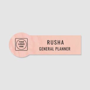 Metallic Blush Pink Round Logo Badge nametags