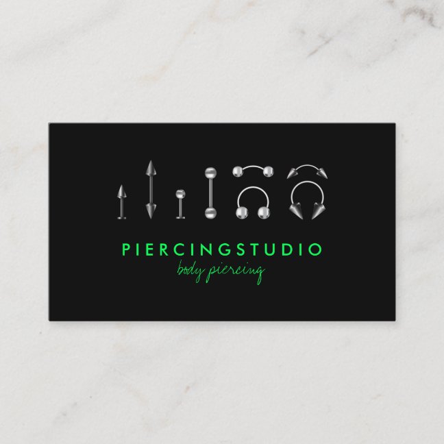 Metallic Body Piercing neon green Business Card