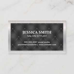 Metallic Border Black Upholstered Background Business Card