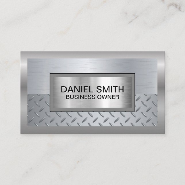 Metallic Border Brushed | Metal Pattern Grip Business Card (Front)