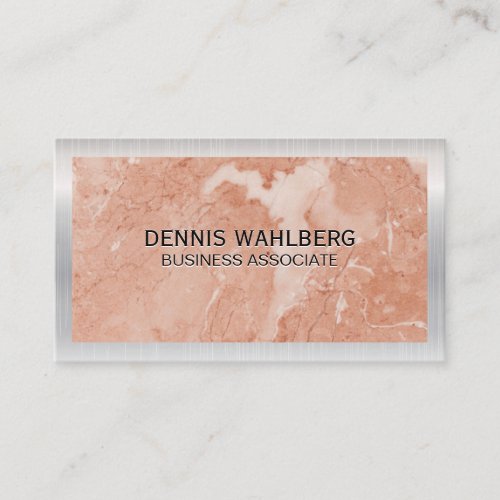 Metallic Border  Orange Marble Slab Business Card