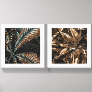 Metallic Botanical Leaves Canvas Photo Tile
