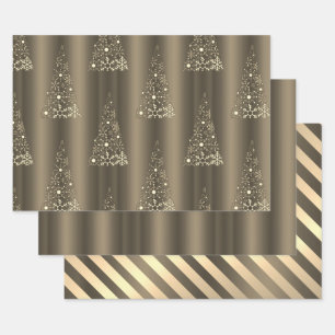 Metallic Bronze Christmas Wrapping Paper Sheets