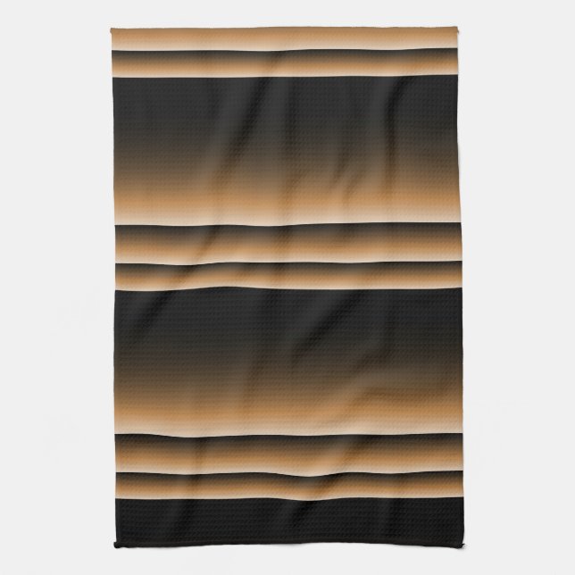 Metallic Bronze Copper Brown Ombre Stripes Kitchen Towel (Vertical)