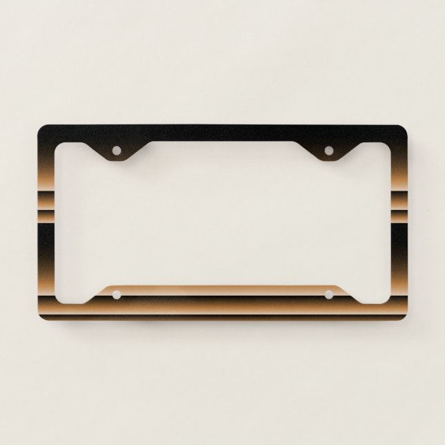 Metallic Bronze Copper Brown Ombre Stripes License Plate Frame (Front)