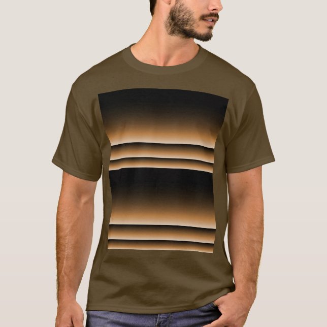 Metallic Bronze Copper Brown Ombre Stripes T-Shirt (Front)
