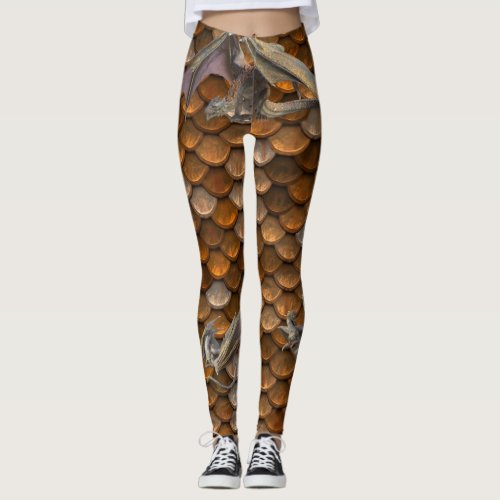 Metallic Bronze Dragon Scales Leggings