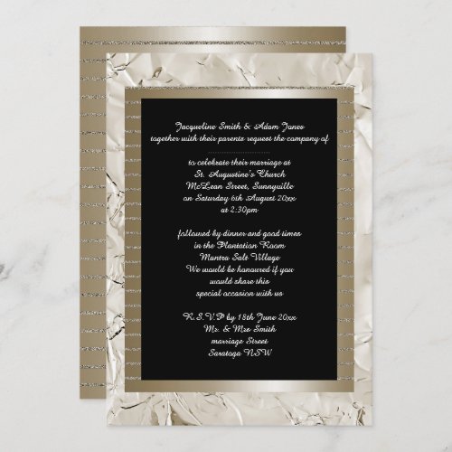 Metallic Bronze Gold Black Elegant WEDDING Invitation