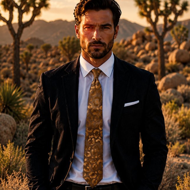 Metallic Bronze Leopard Print Neck Tie (Creator Uploaded)