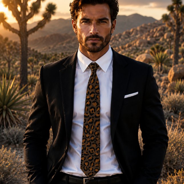 Metallic Bronze Leopard Print Neck Tie (Creator Uploaded)