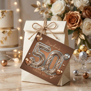 Metallic Bronze Silver Balloons 50th Birthday Favor Tags