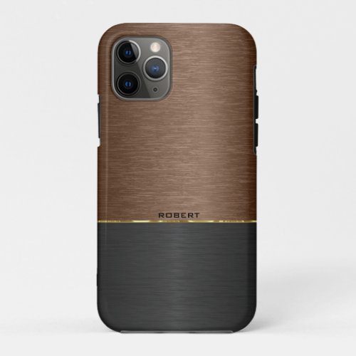 Metallic brown  black combo with gold accent iPhone 11 pro case