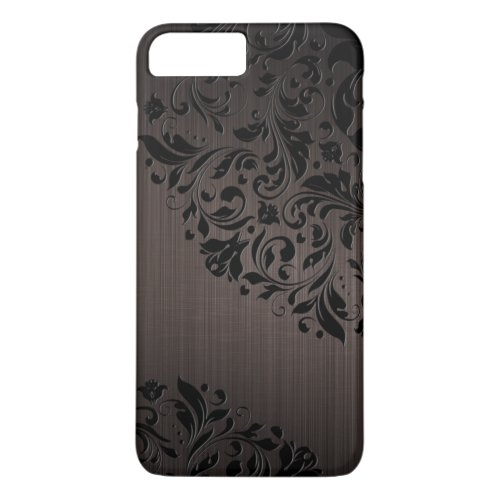 Metallic Brown Brushed Aluminum  Black Lace iPhone 8 Plus7 Plus Case