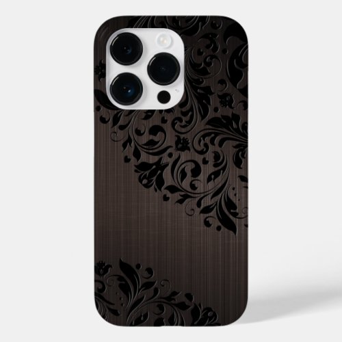 Metallic Brown Brushed Aluminum  Black Lace Case_Mate iPhone 14 Pro Case