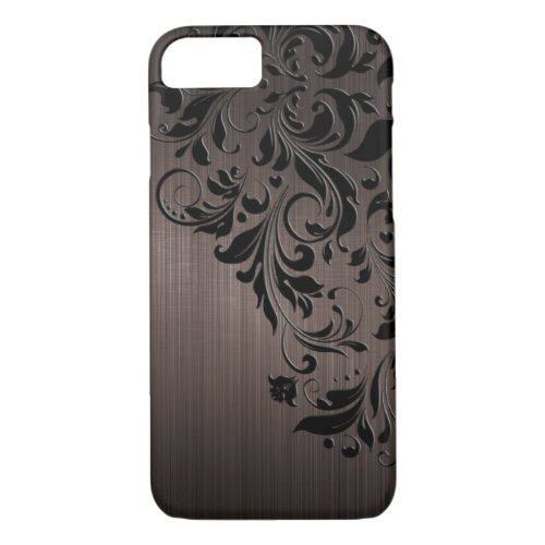 Metallic Brown Brushed Aluminum  Black Lace iPhone 87 Case