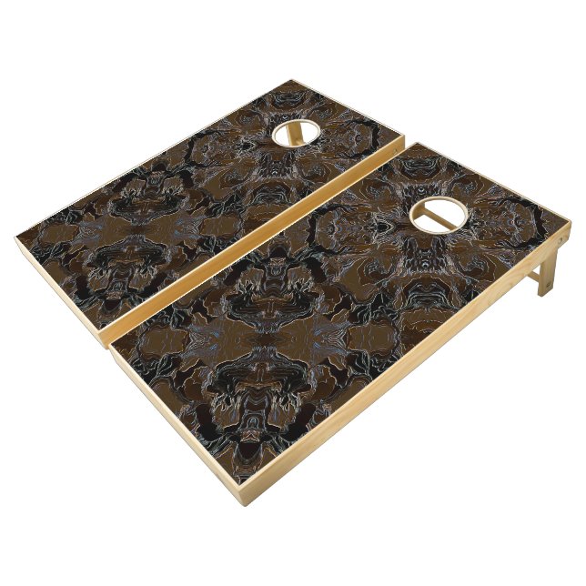 Metallic Brown Camouflage   Cornhole Set (Angled)