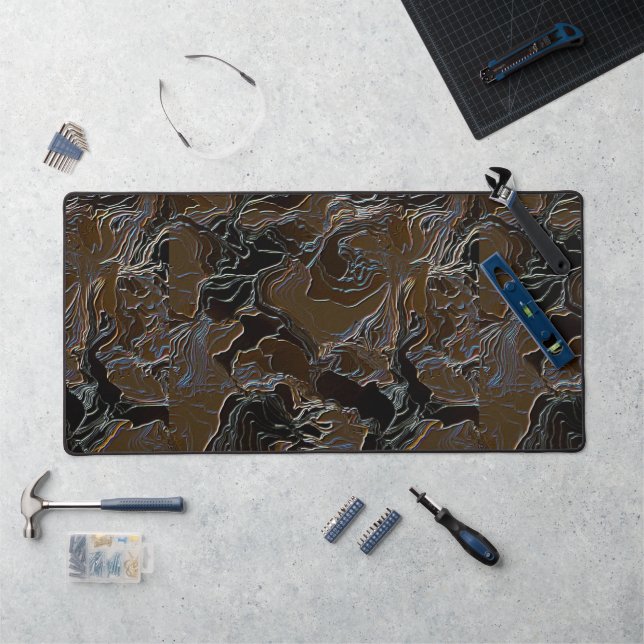 Metallic Brown Camouflage Desk Mat (Workstation)