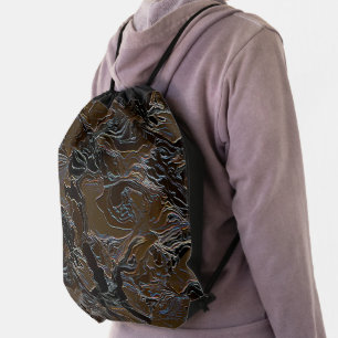 Metallic Brown Camouflage   Drawstring Bag