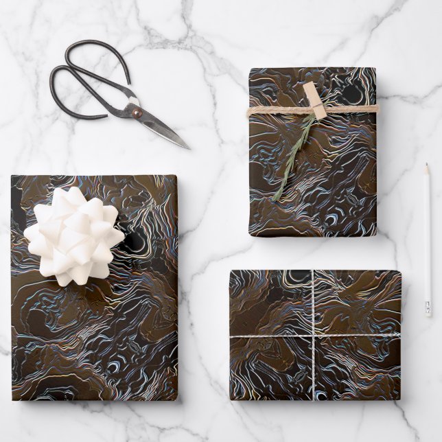 Metallic Brown Camouflage  Wrapping Paper Sheets (Front)